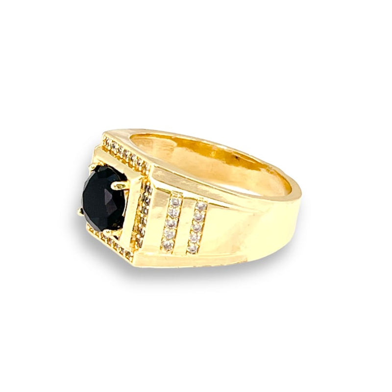 Black square stone unisex ring 18k of gold plated rings