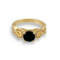 Black stone cz infinity sides ring in 18k of gold plated rings