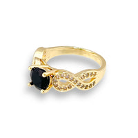 Black stone cz infinity sides ring in 18k of gold plated rings