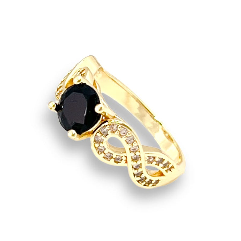 Black stone cz infinity sides ring in 18k of gold plated rings