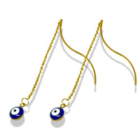 Blue evil eye beads threaders 18k of gold plated earrings earrings