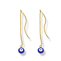 Blue evil eye beads threaders 18k of gold plated earrings earrings