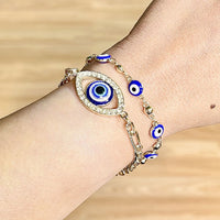 Blue evil eye figaro bracelet 18k of gold plated bracelets