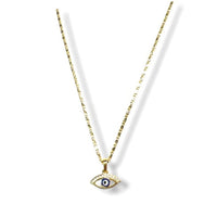 Blue evil eye shape necklace in 18k of gold plated chains