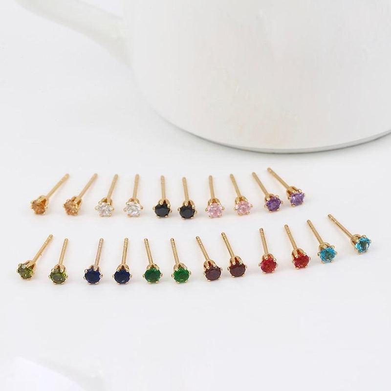 Bmila dainty cz studs 18kts of gold plated earrings