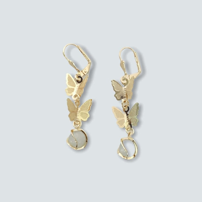 Butterflies white ball earrings in 18k of gold plated earrings