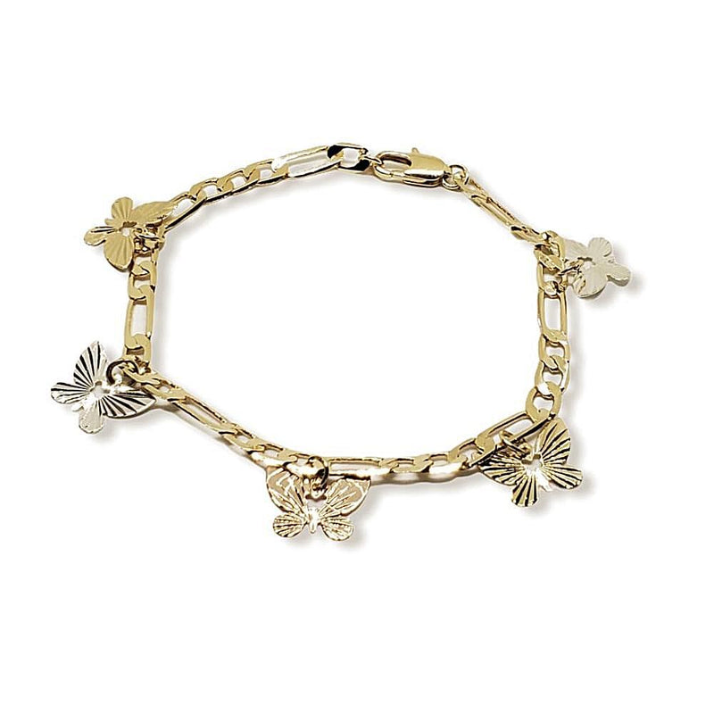 Butterfly charm bracelet 7.5’ n 18kts of gold plated 7.5 bracelets