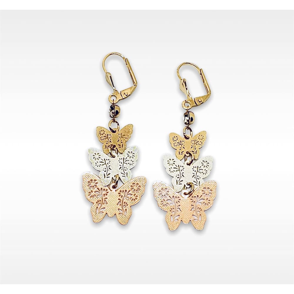 Butterfly earrings in gold plated earrings