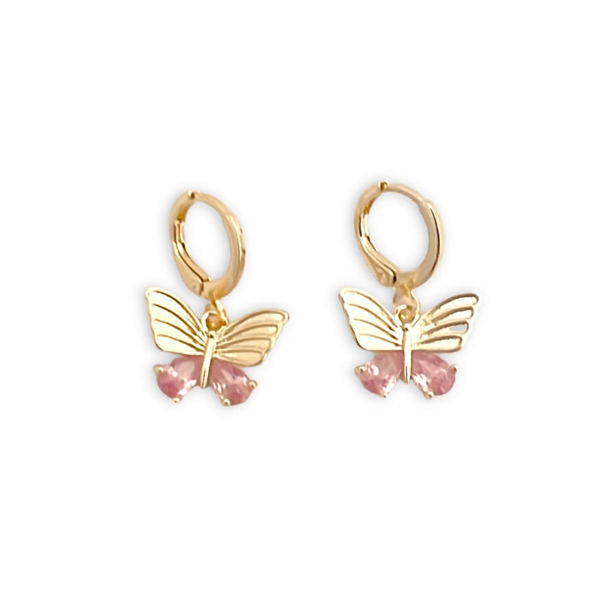 Butterfly light pink earrings gold-filled earrings