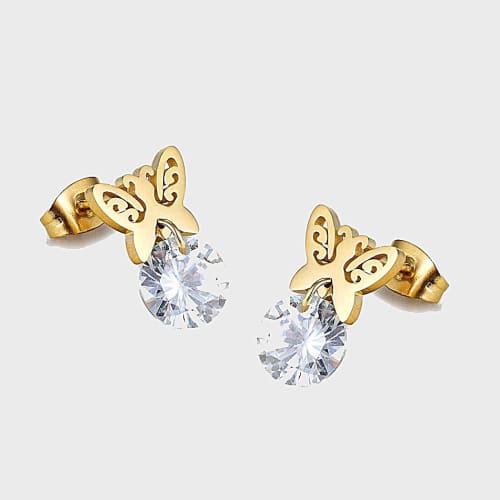 Butterfly studs gold plated over stainless steels earrings earrings