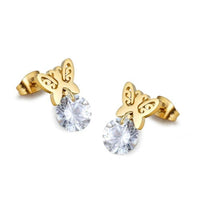 Butterfly studs gold plated over stainless steels earrings earrings