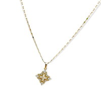 Claire square white stone pendant necklace in 18k of gold plated chains