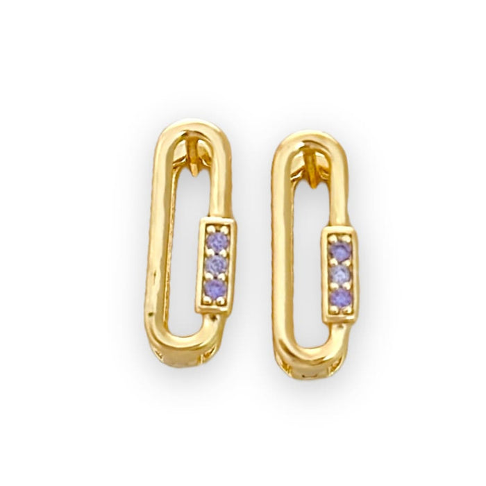 Clips rectangular hoops earrings in 14k of gold plated earrings