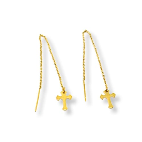 Cross threaders gold plated earrings earrings