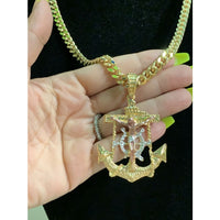 Cuban link 7mm 18k gold plated chain anchor pendant chains