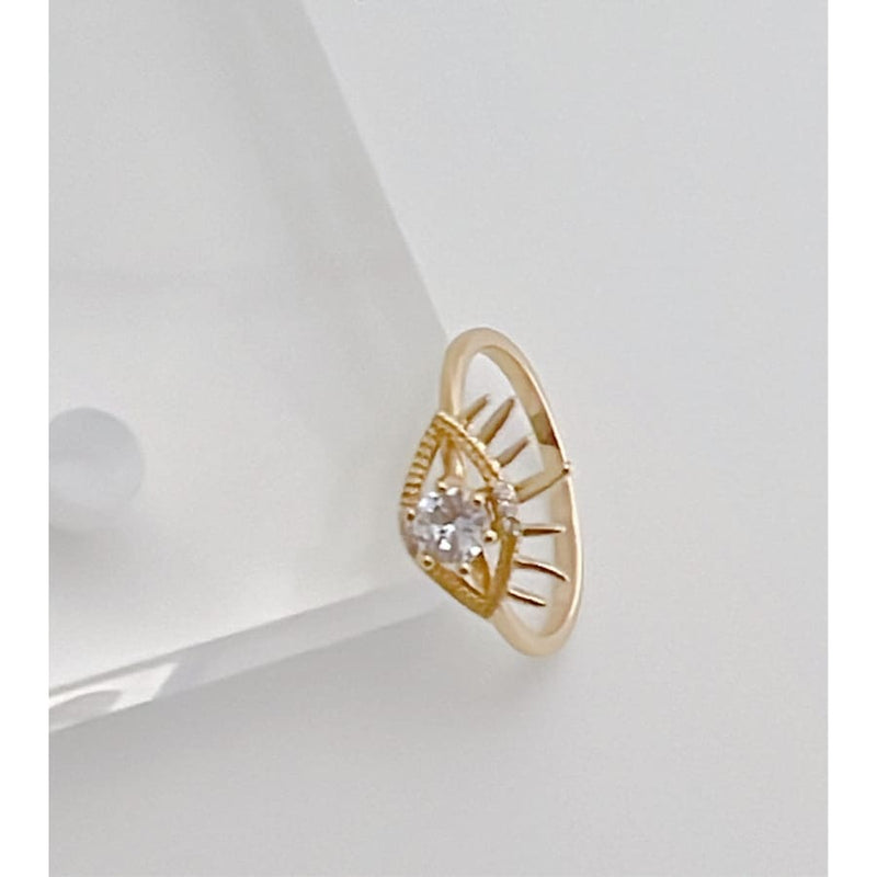 Cz center evil eye ring in 18k of gold plated rings