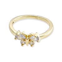 Cz clear butterfly ring 18k of gold plated rings