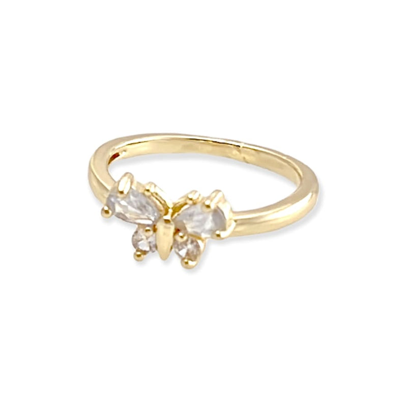 Cz clear butterfly ring 18k of gold plated rings