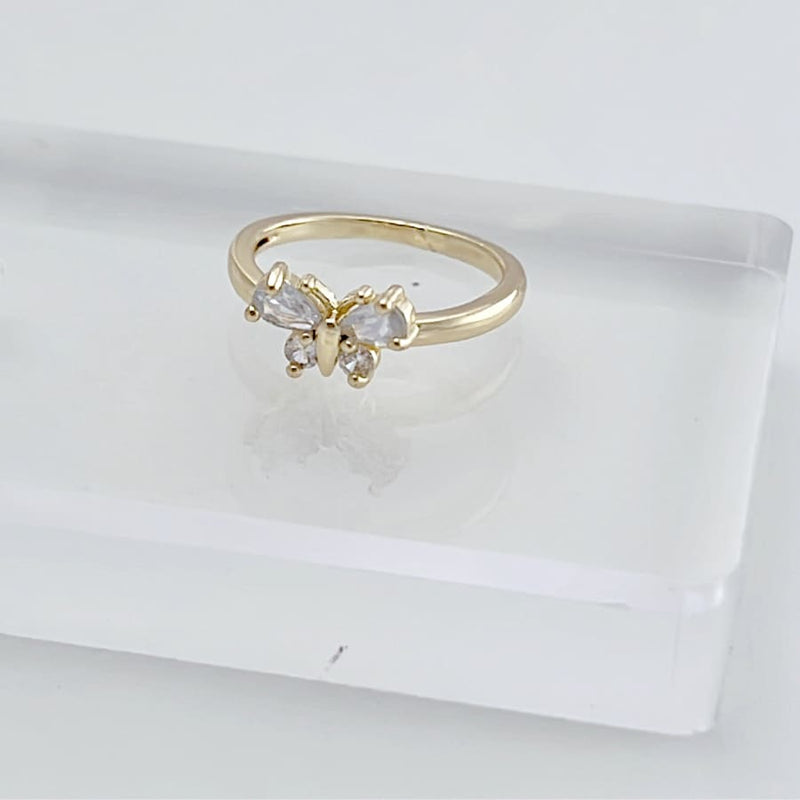 Cz clear butterfly ring 18k of gold plated rings