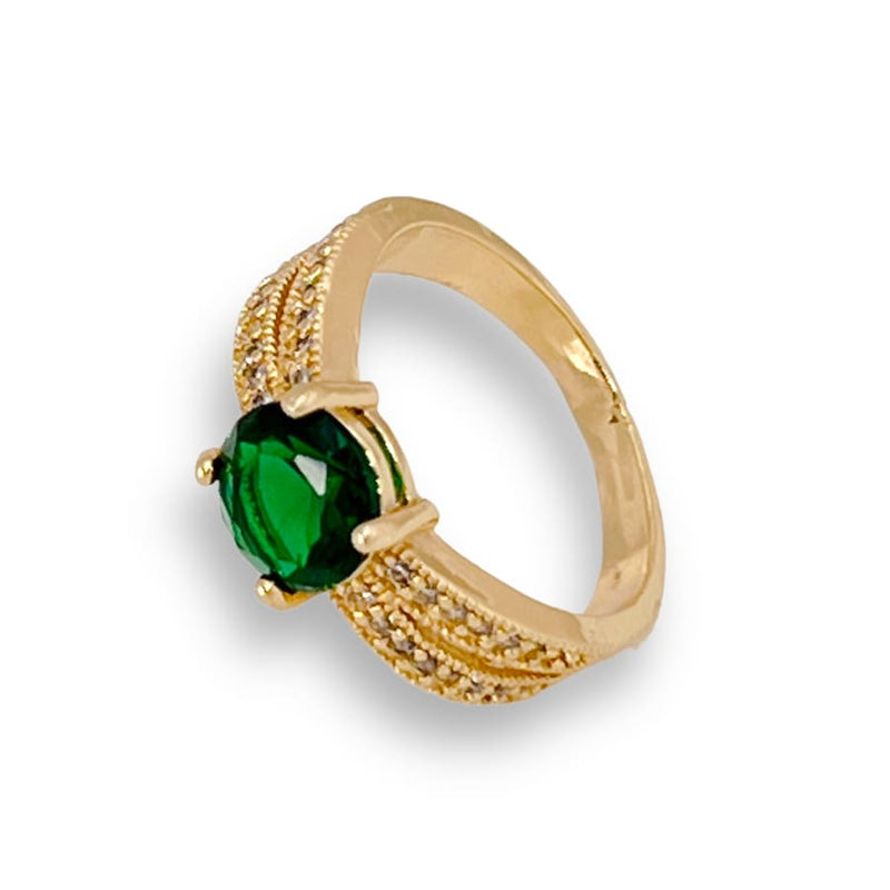 Cz emerald green stone ring in 18k of gold plated rings