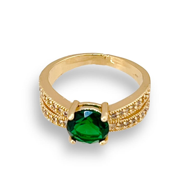 Cz emerald green stone ring in 18k of gold plated rings