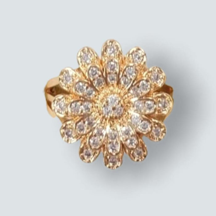 Cz flower ring in 18k of gold plated rings