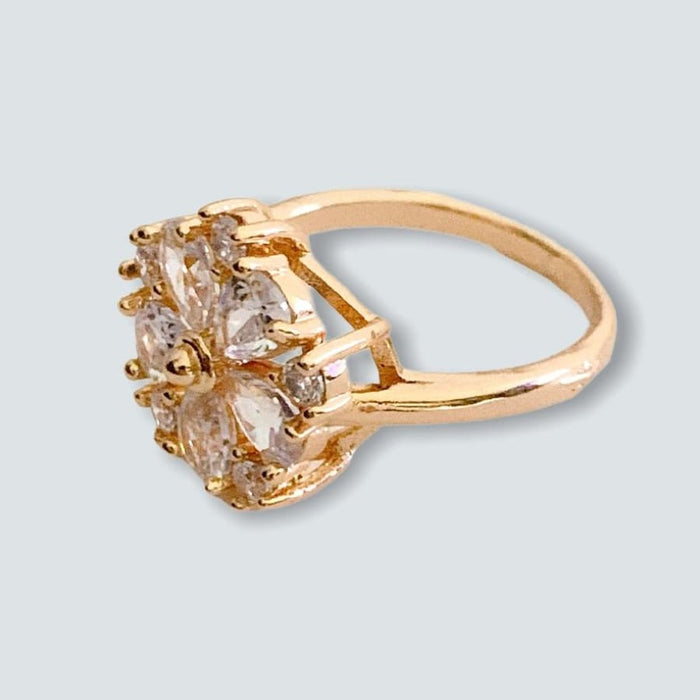 Cz flower ring in 18k of gold plated rings