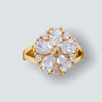 Cz flower ring in 18k of gold plated rings