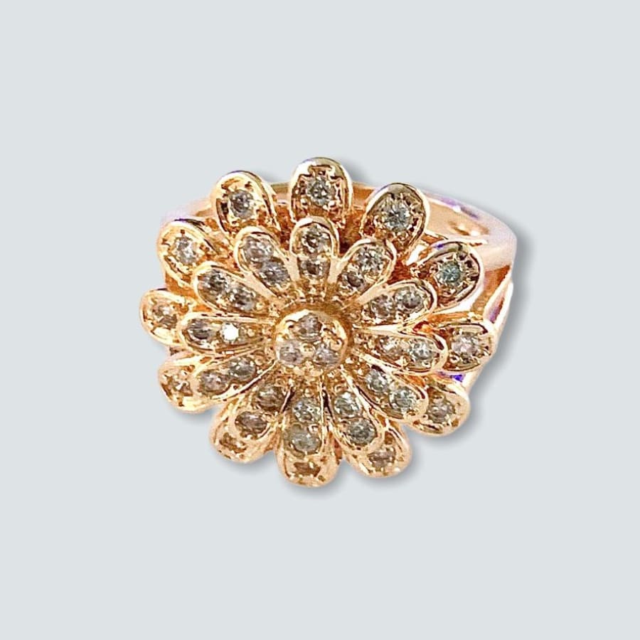 Cz flower ring in 18k of gold plated rings