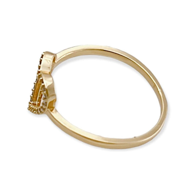 Cz heart ring in 18k of gold plated rings