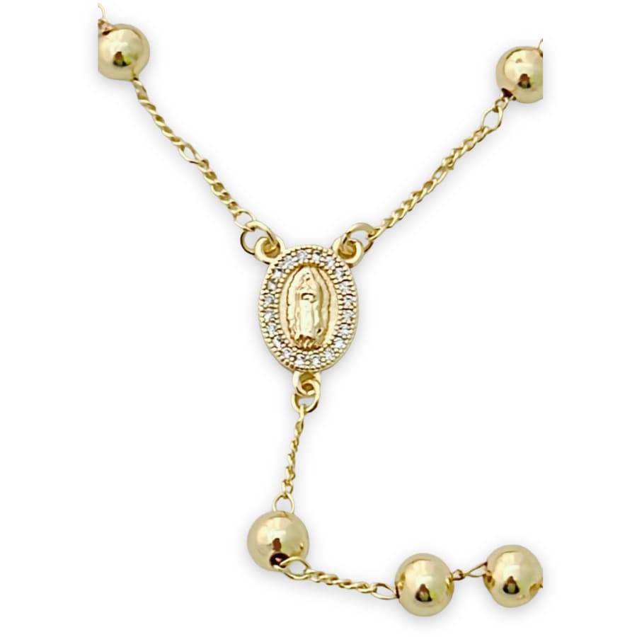 Cz oval shape guadalupe gold plated rosary necklace rosaries