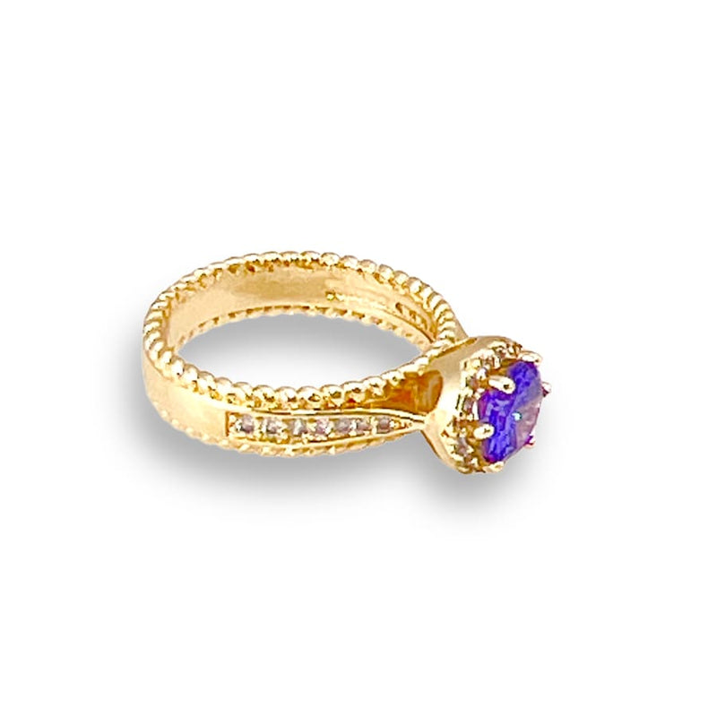 Cz purple stones ring in 18k of gold plated rings