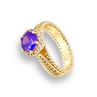 Cz purple stones ring in 18k of gold plated rings