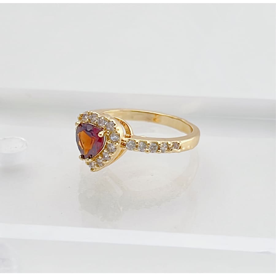 Cz red stone heart ring 18k of gold plated rings