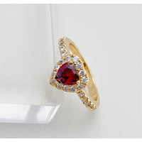 Cz red stone heart ring 18k of gold plated rings