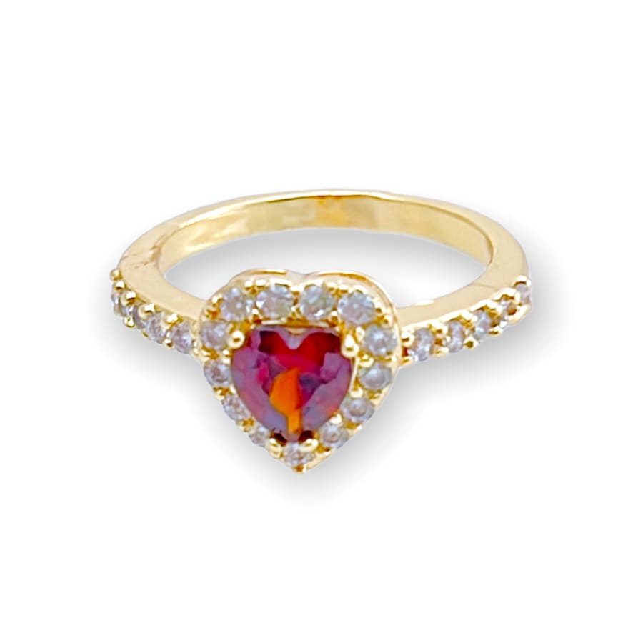 Cz red stone heart ring 18k of gold plated rings