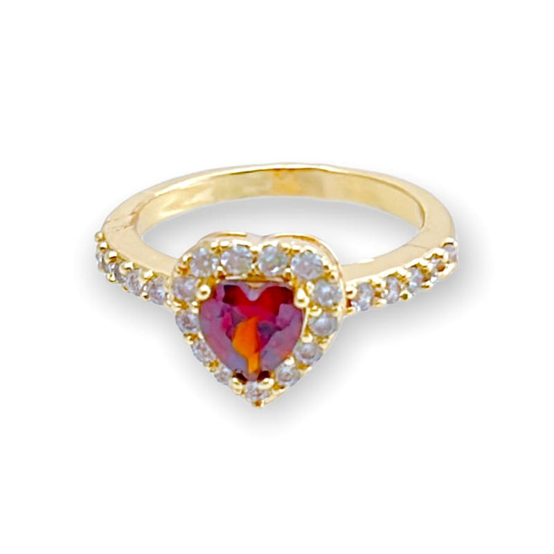 Cz red stone heart ring 18k of gold plated rings