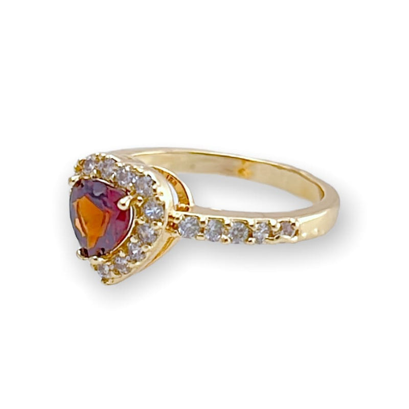 Cz red stone heart ring 18k of gold plated rings