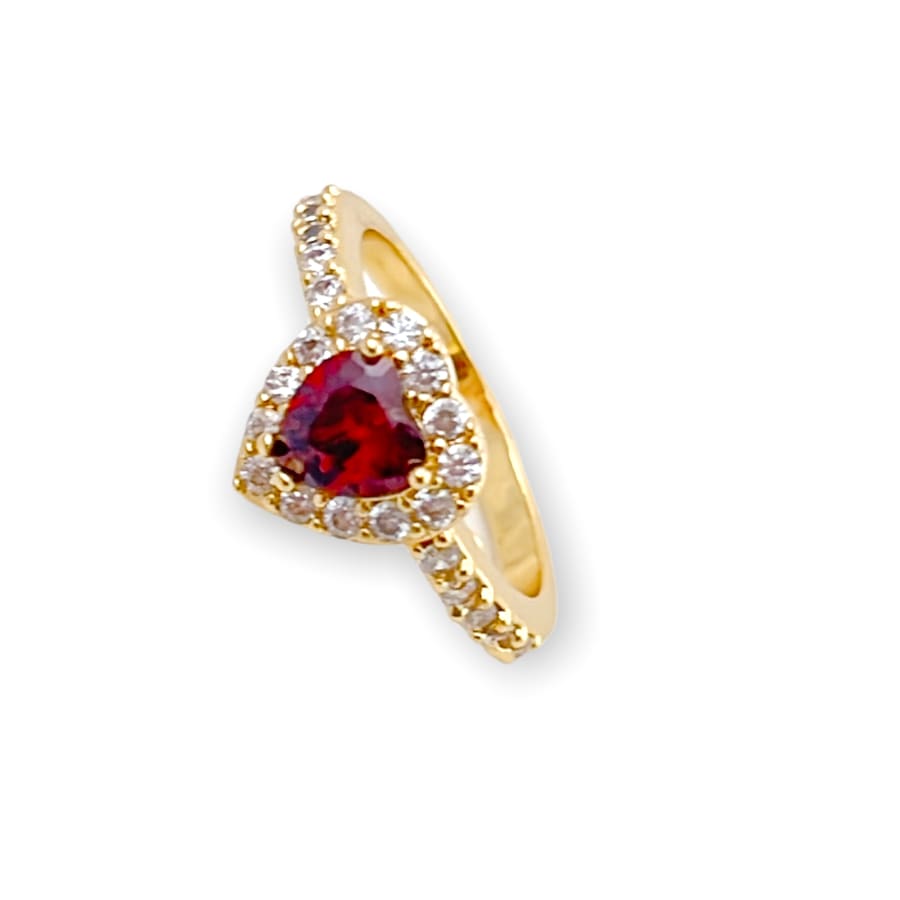 Cz red stone heart ring 18k of gold plated rings