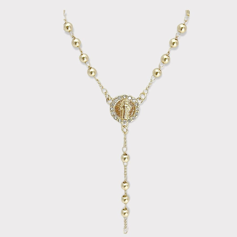 Cz san judas gold plated rosary necklace rosaries