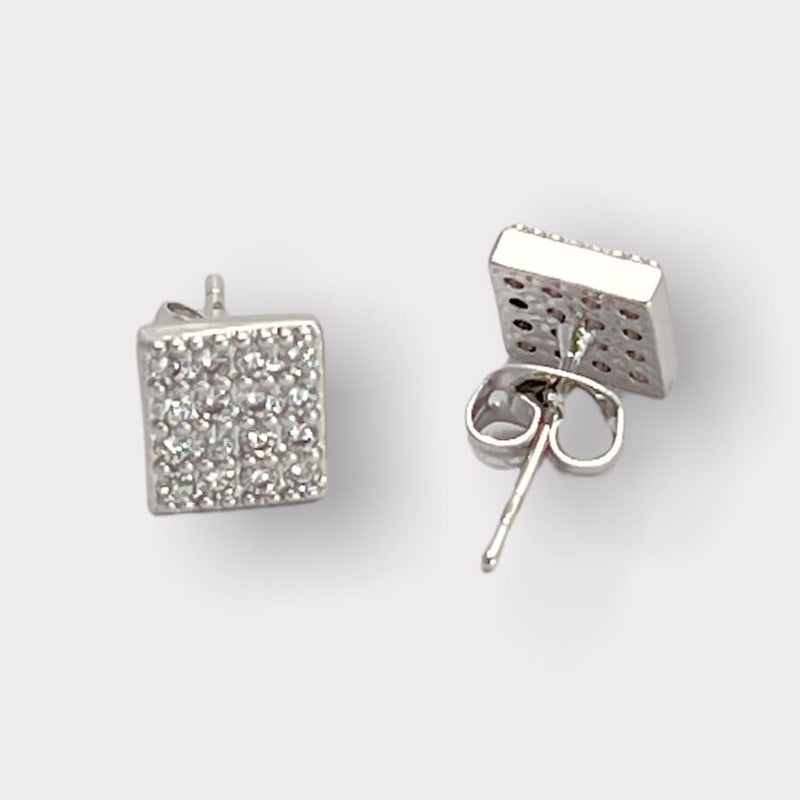 Cz square silver plated studs earrings earrings