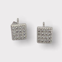 Cz square silver plated studs earrings earrings