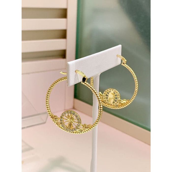 Cz virgin hoops earrings in 18k of gold plated earrings