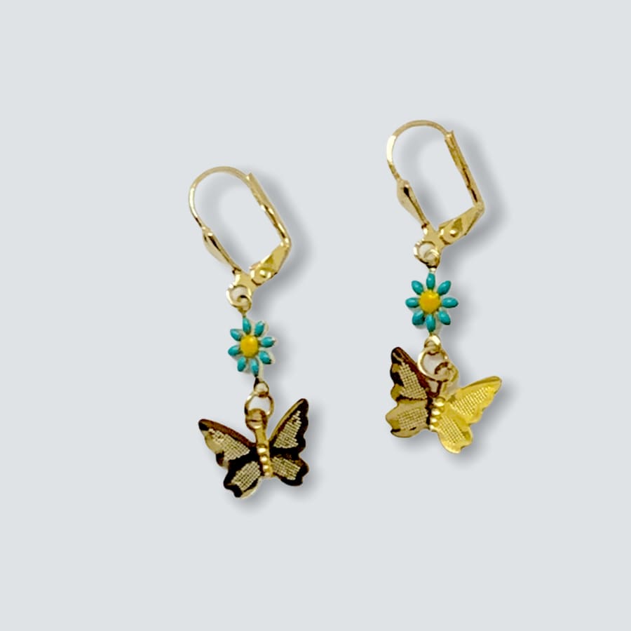 Daisy butterflies earrings 18k of gold plated earrings