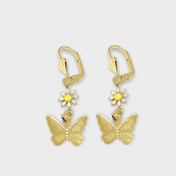 Daisy butterflies in 18k of gold plated earrings earrings