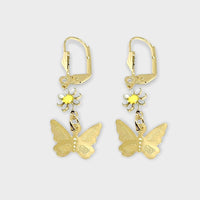 Daisy butterflies in 18k of gold plated earrings earrings