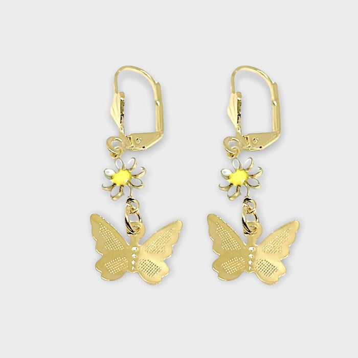 Daisy butterflies in 18k of gold plated earrings earrings