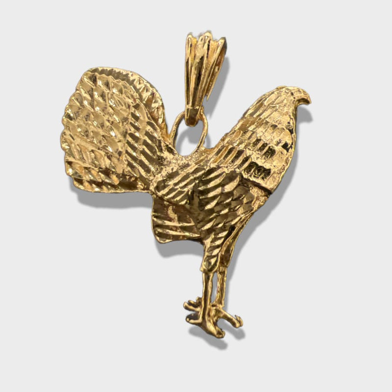 Diamond cut gold roosters pendant in 18k of layering charms & pendants