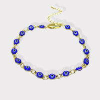 Diamond cut oval shape evil eye 18kts of gold plated bracelet / anklet bracelets