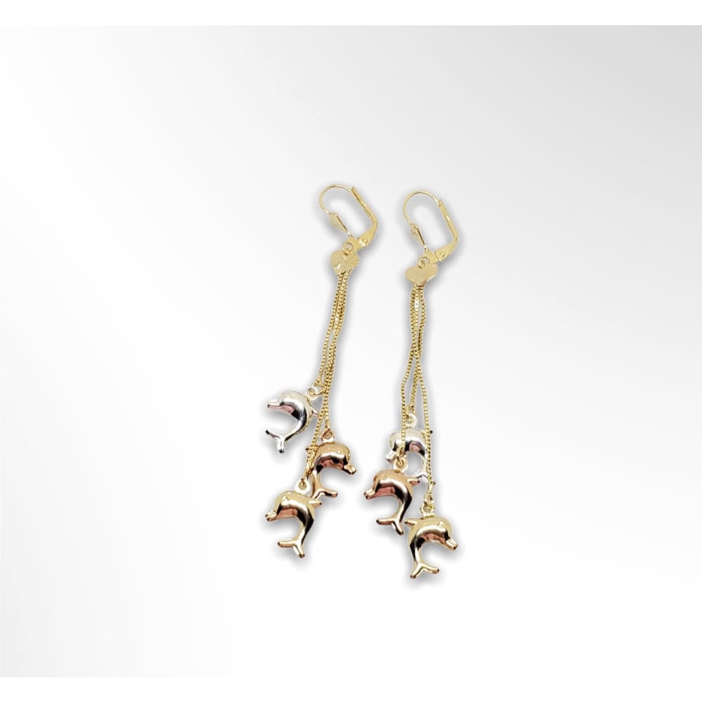 Dolphins three tones earrings gold plated earrings